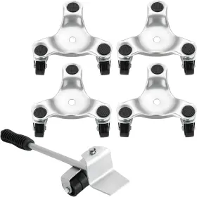 Ms-0307-01 Weyleity Steel Tri-dolly Set With Lifter 4 Pack 6-inch Furniture Mover Dolly Silver