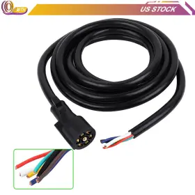 Wh16075396ee Whee 12 Ft 7 Way Trailer Cord Wire Harness Light Plug Connector Molded Rv Cable