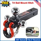 Trailer Hitch Tri-ball W/ Rotatoble Tow Shackle And Hook Fits For 2-IN New. Price: $63.62.