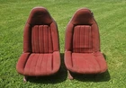 Pair Red Cloth 1973-1977 Gm Swivel Bucket Seats Cutlass Monte Carlo Laguna Used. Price: $1299.00.