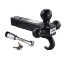Toptow Trailer Hitch Tri-ball Mount With Hook, Black W/ Lock, New. Price: $59.70.