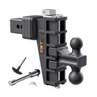 Dual-ball Adjustable Trailer Hitch 6" Drop/rise, 28K Gtw, Fits 2.5" Receiver New. Price: $179.02.