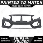 New Painted *NH737M Polished Metal* Front Bumper Cover For 2017-2019 Honda Civic. Price: $500.99.