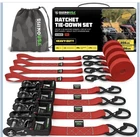Rhino Usa Ratchet Tie-down Set Red 4-PACK 15FT X 1.6IN 5000LBS S-hook Poly/silk New. Price: $40.00.