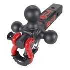 Toptow Trailer Hitch Tri-ball Mount Matte Black, Red Shackle New. Price: $78.29.